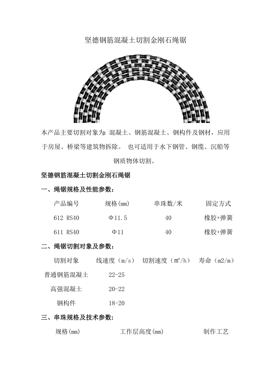 坚德钢筋混凝土切割金刚石绳锯_第1页