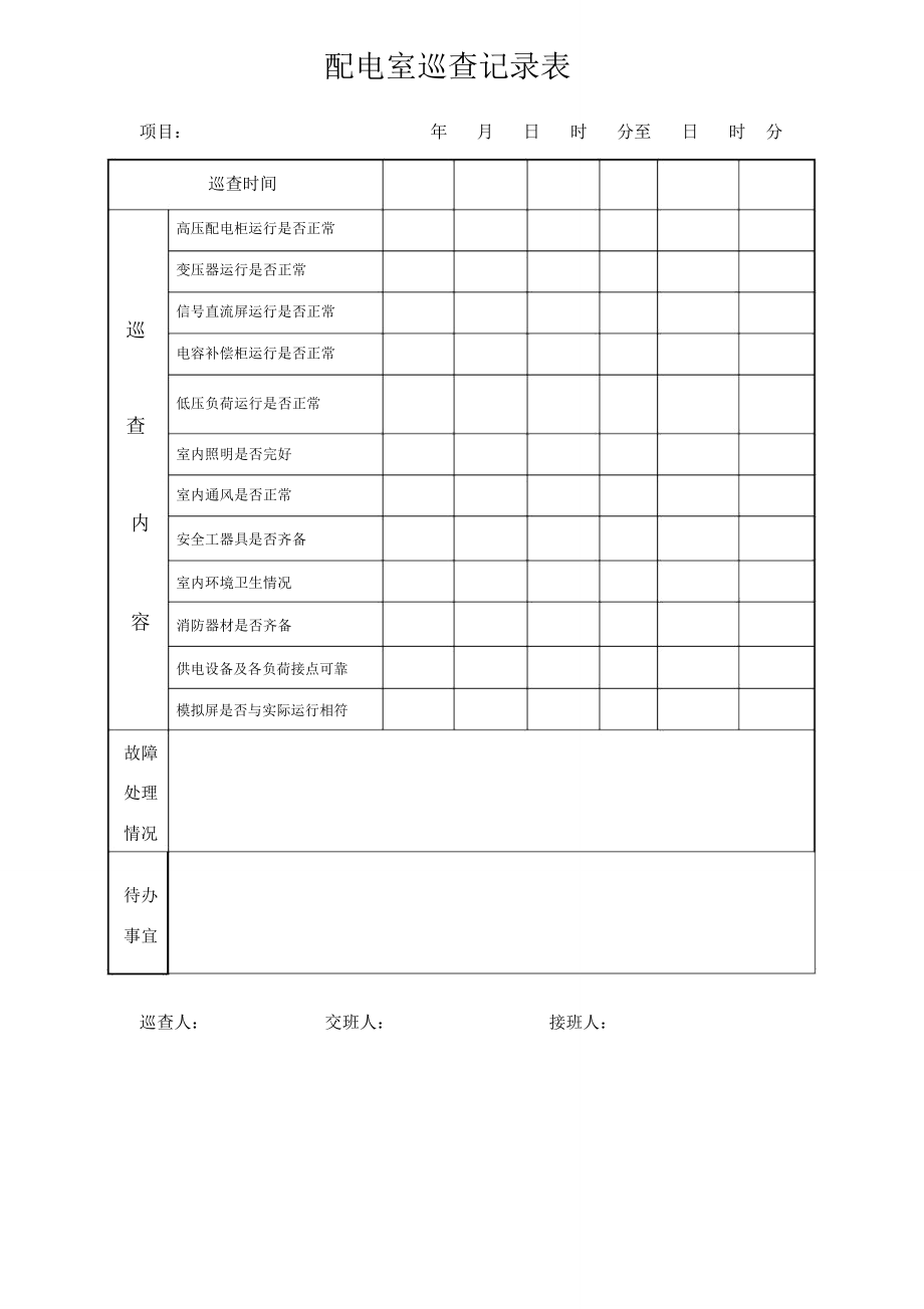 配电室巡查记录表_第1页
