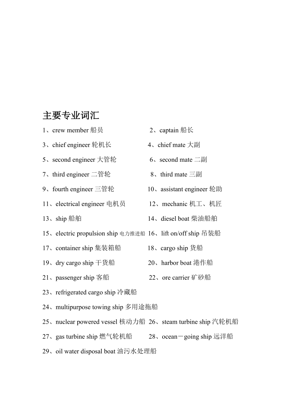 船舶动力主要专业英汉词汇_第1页
