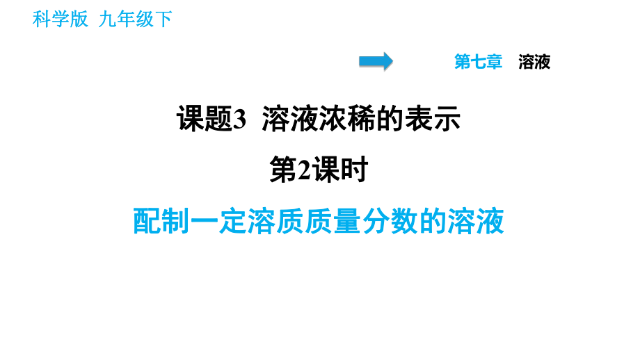 科学版九年级下册化学课件 第7章 7.3.2 配制一定溶质质量分数的溶液_第1页