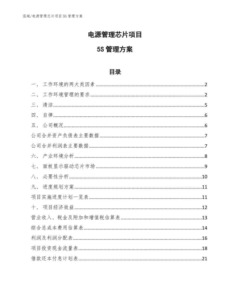 电源管理芯片项目5S管理方案（范文）_第1页