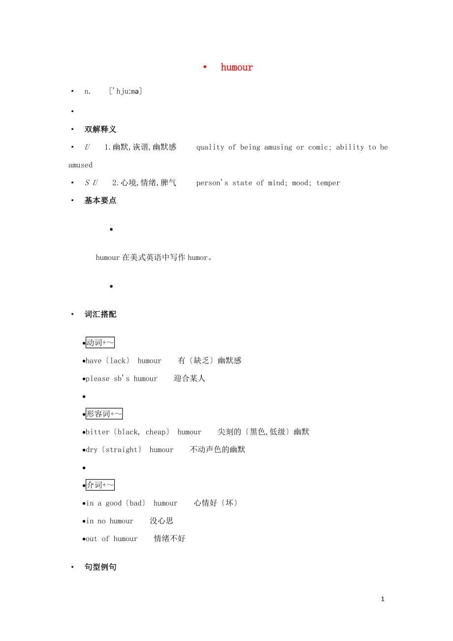 高中英语单词天天记humour素材_第1页