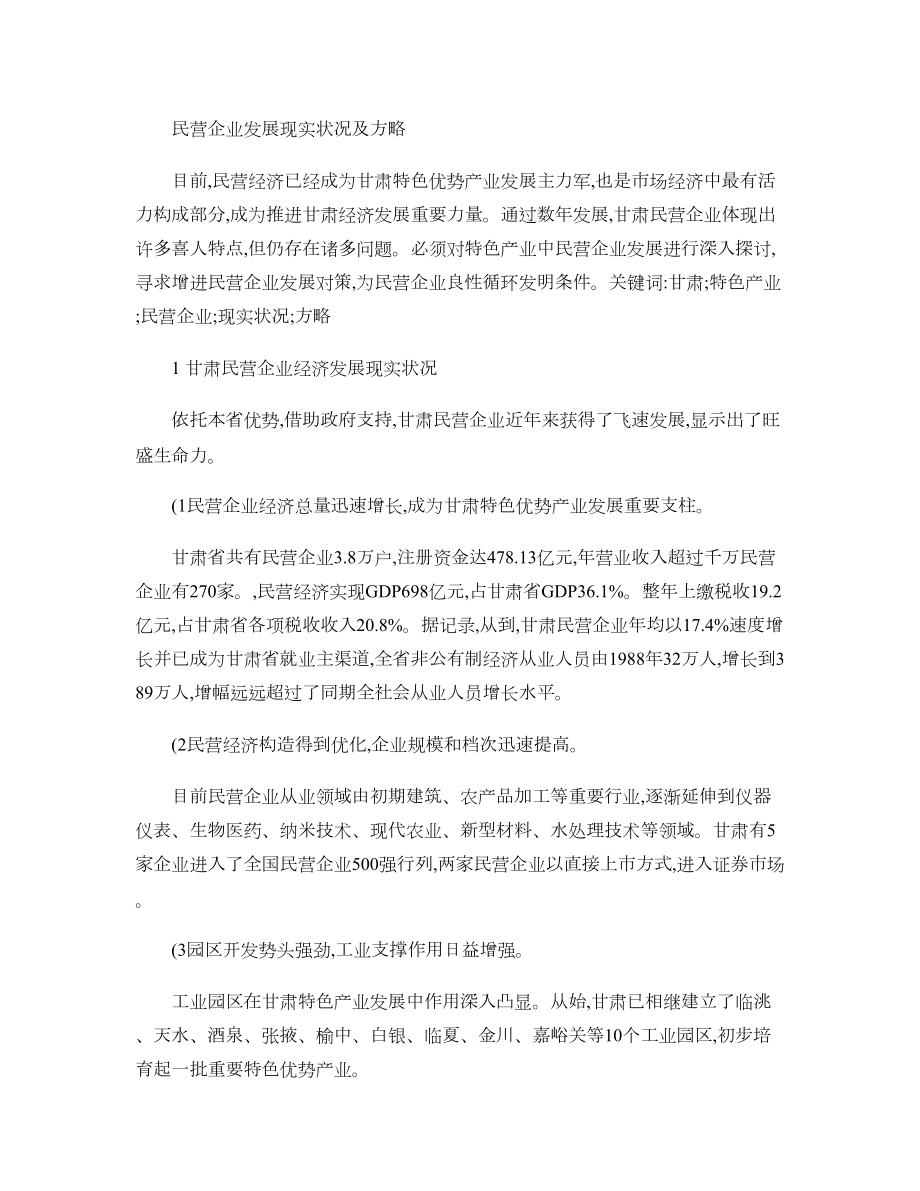 民营企业发展的现状及策略_第1页