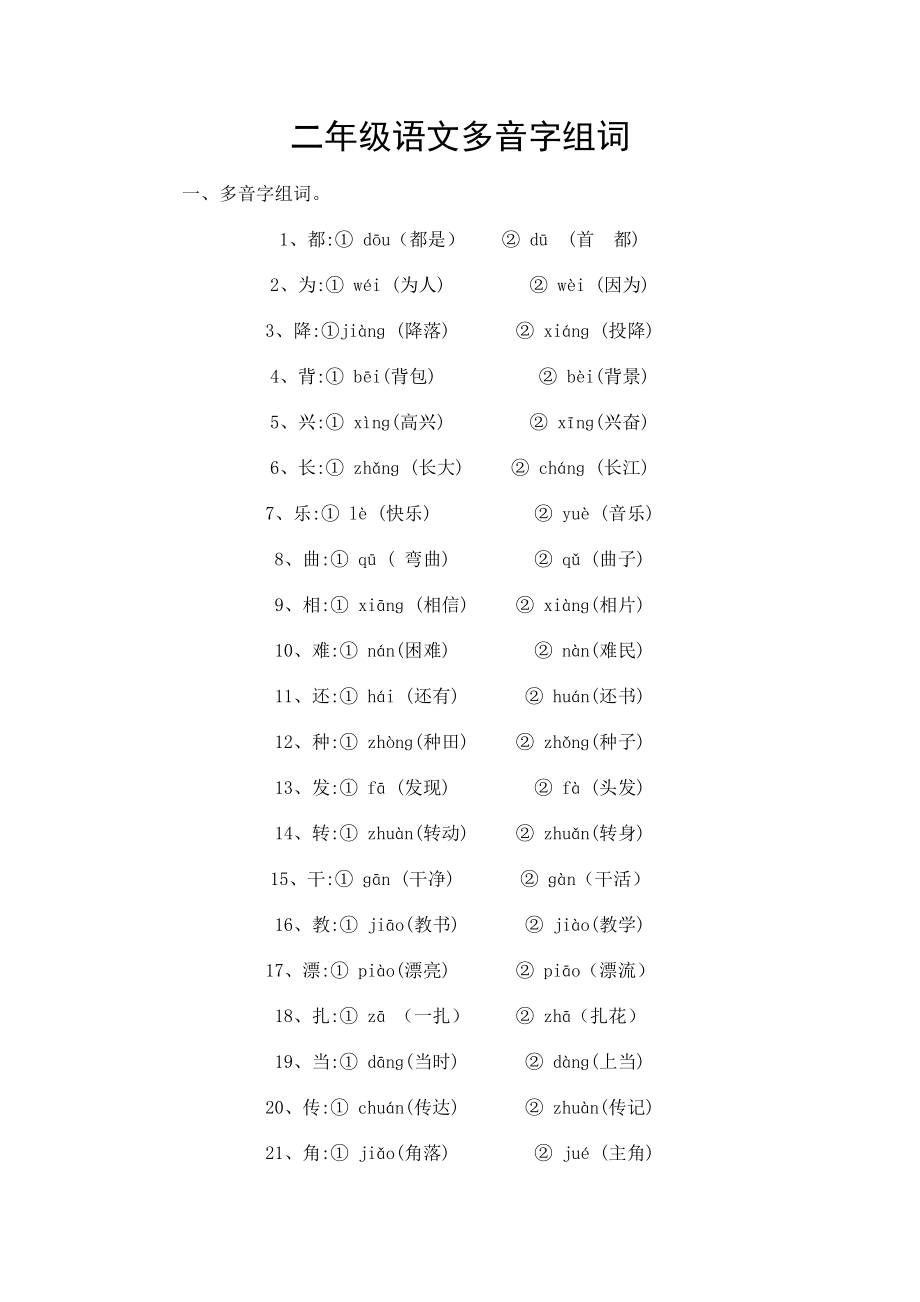 二年级语文多音字(尤小风)_第1页