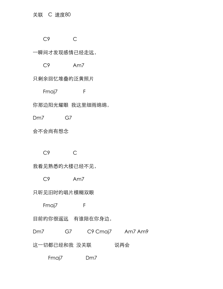 好妹妹乐队吉他谱关联C 速度80_第1页