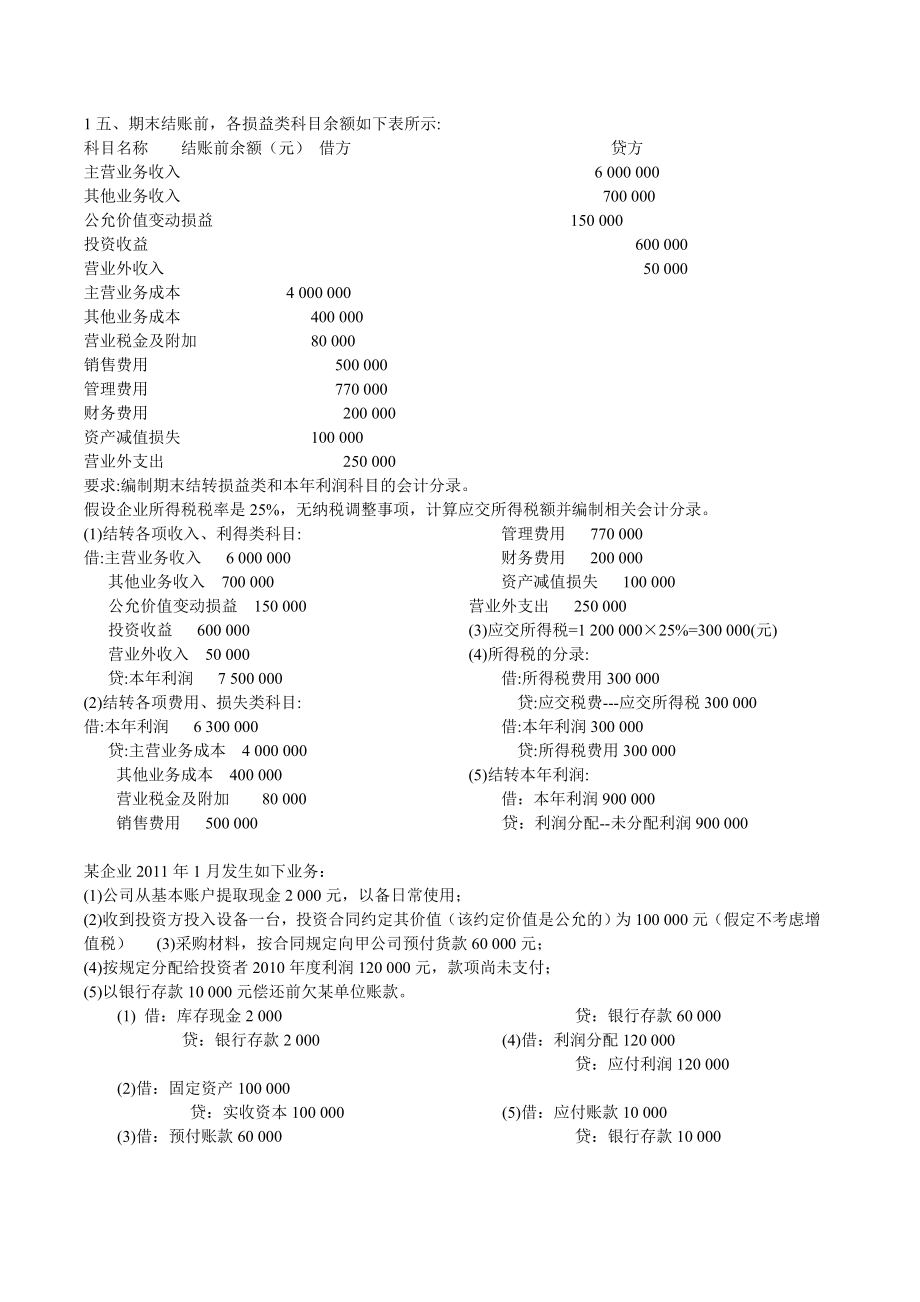 会计基础大题总结_第1页