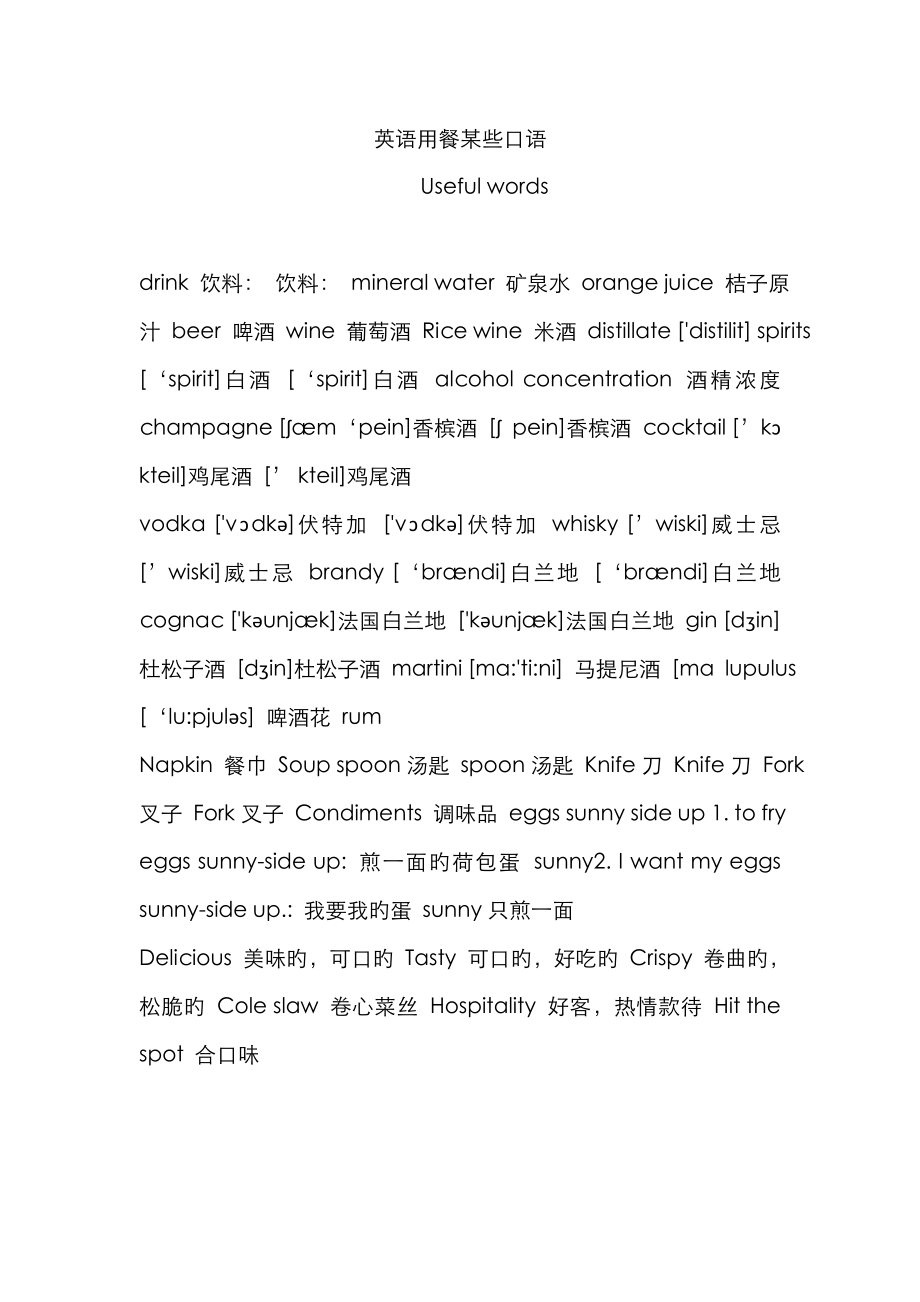 英语用餐口语汇总_第1页
