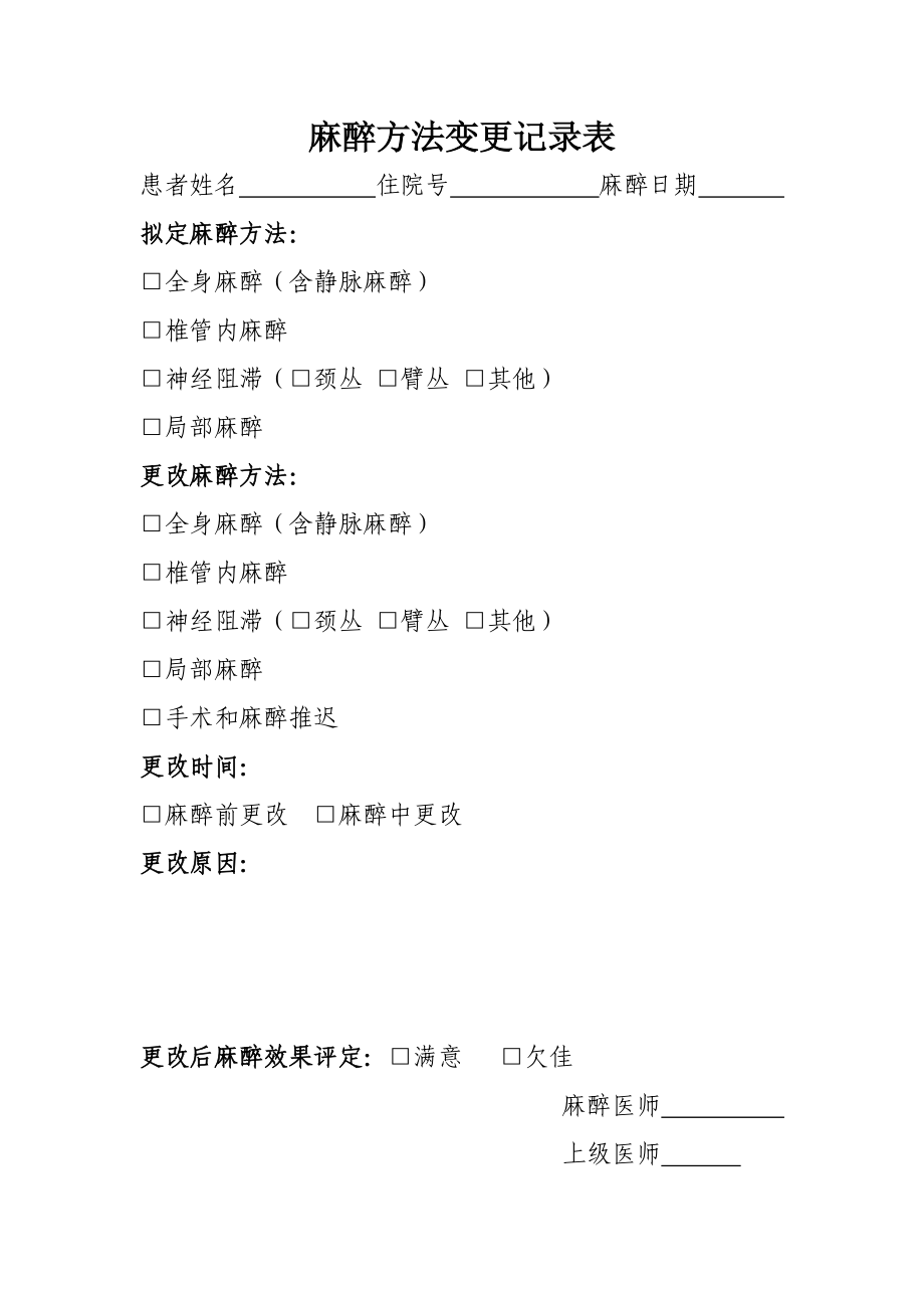 麻醉方法变更记录表_第1页