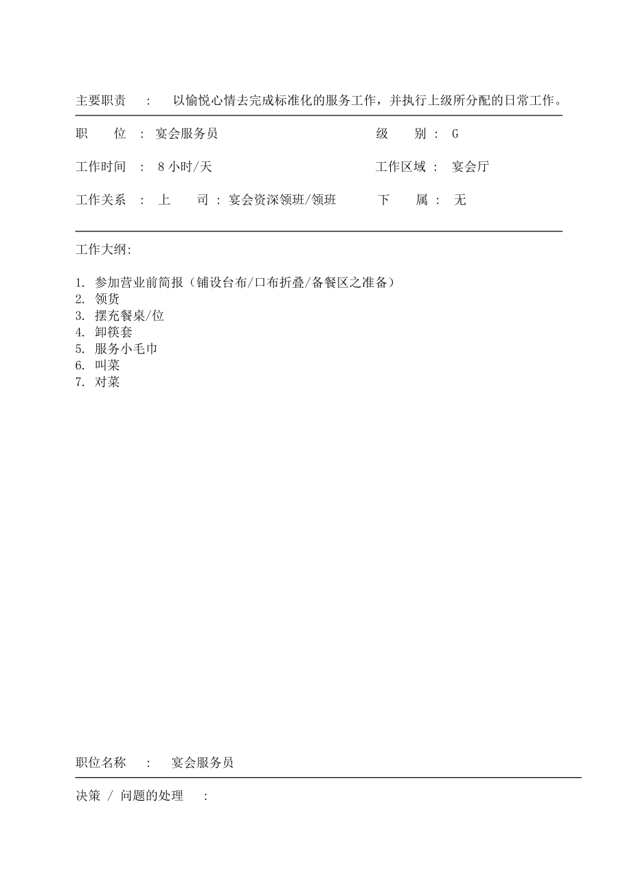 餐饮部宴会服务员工作职责规范_第1页