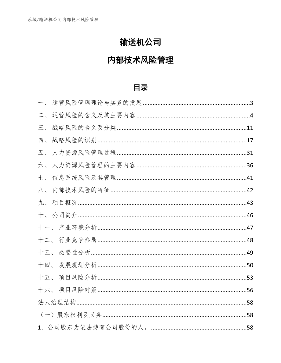 输送机公司内部技术风险管理（范文）_第1页