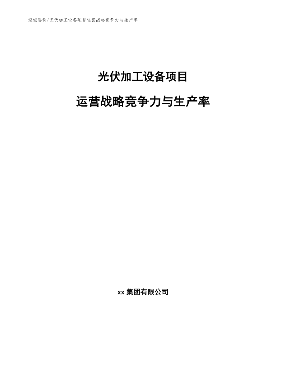 光伏加工设备项目运营战略竞争力与生产率_第1页
