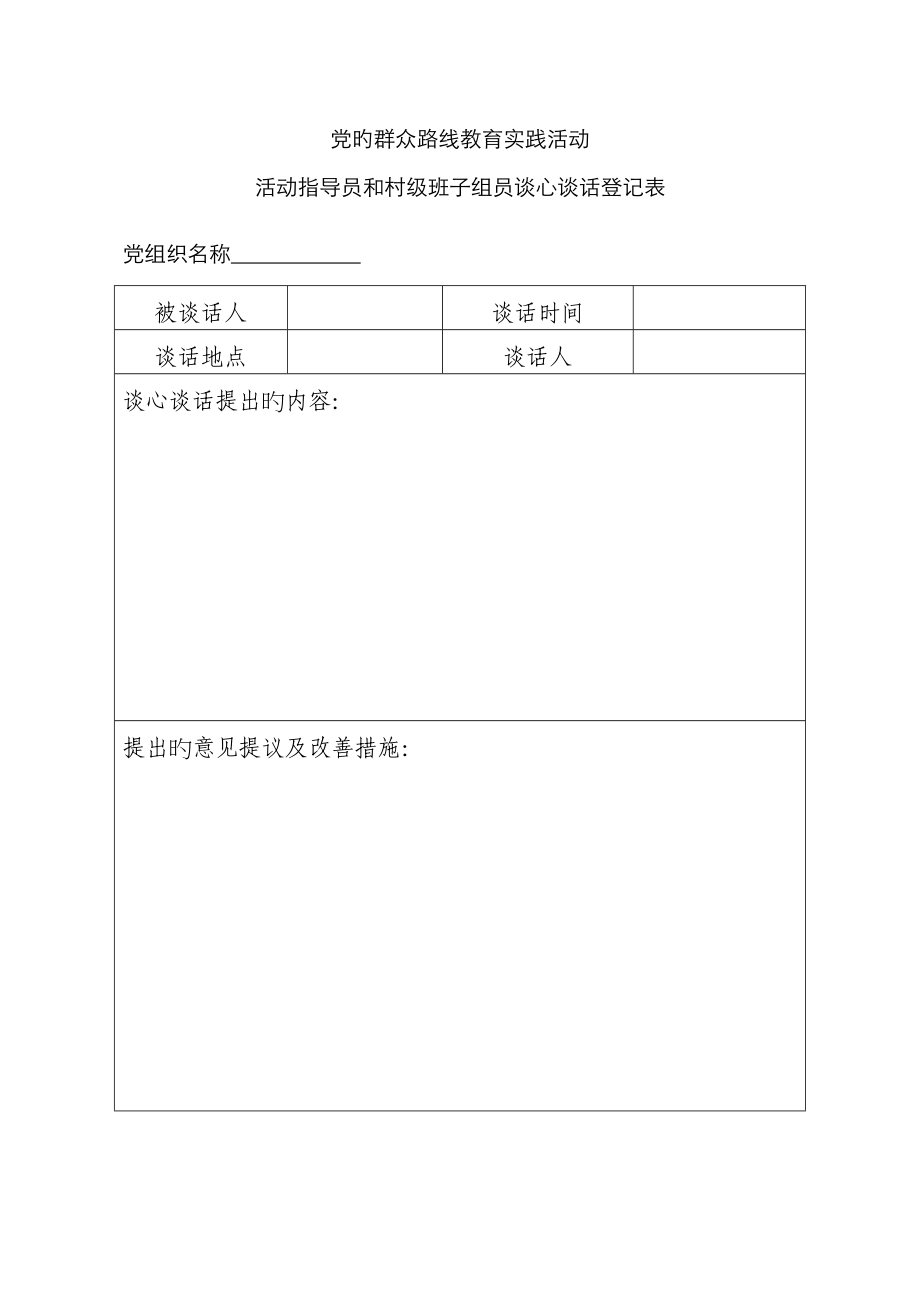 活动指导员和村级班子成员谈心谈话记录表_第1页