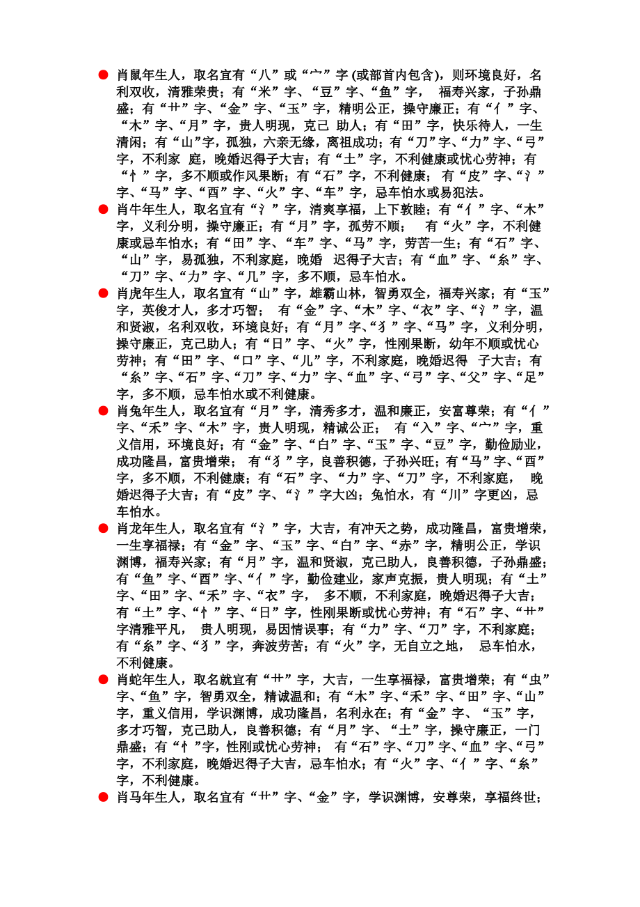 3十二生肖取名用字宜忌_第1页
