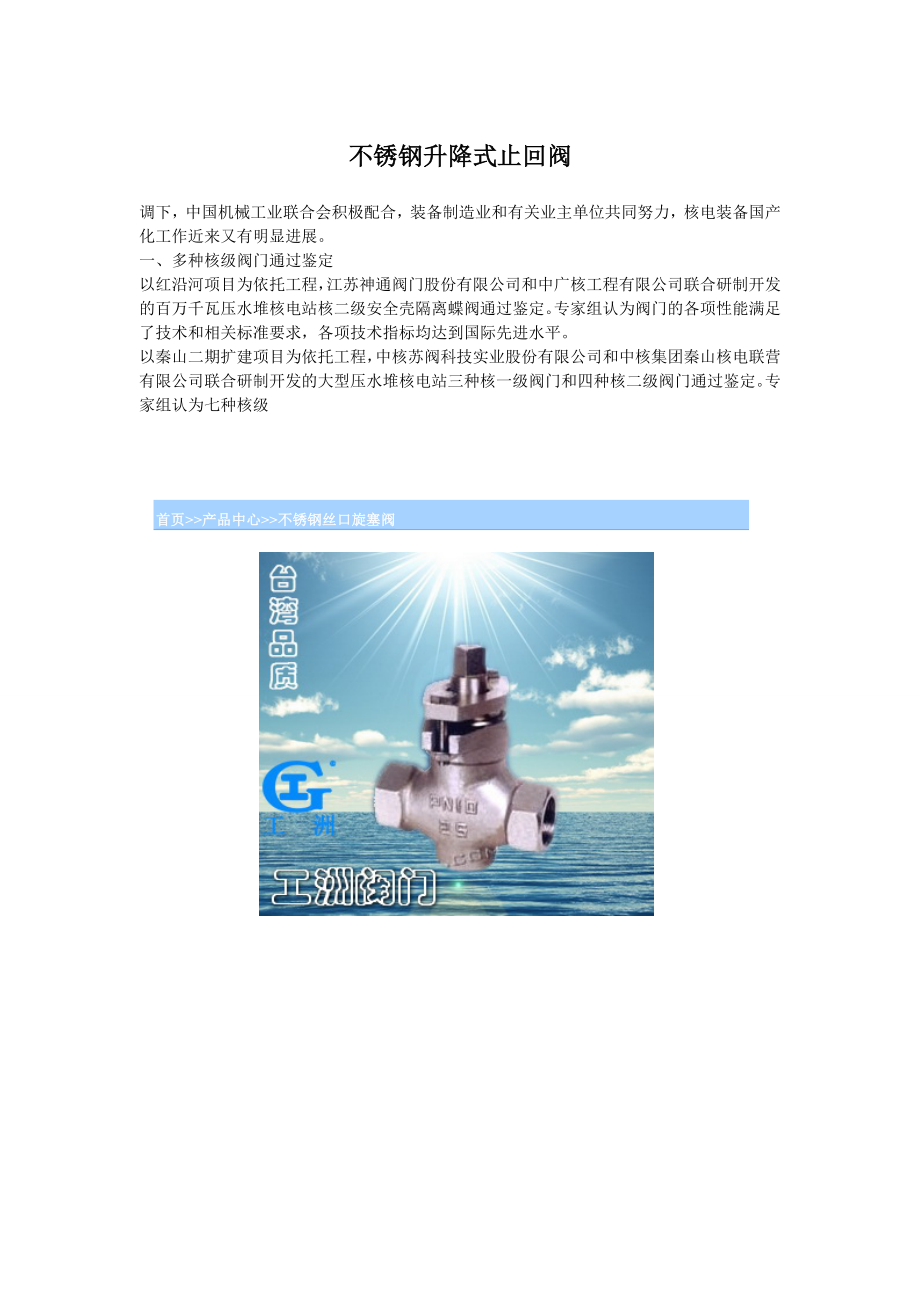 不锈钢升降式止回阀_第1页