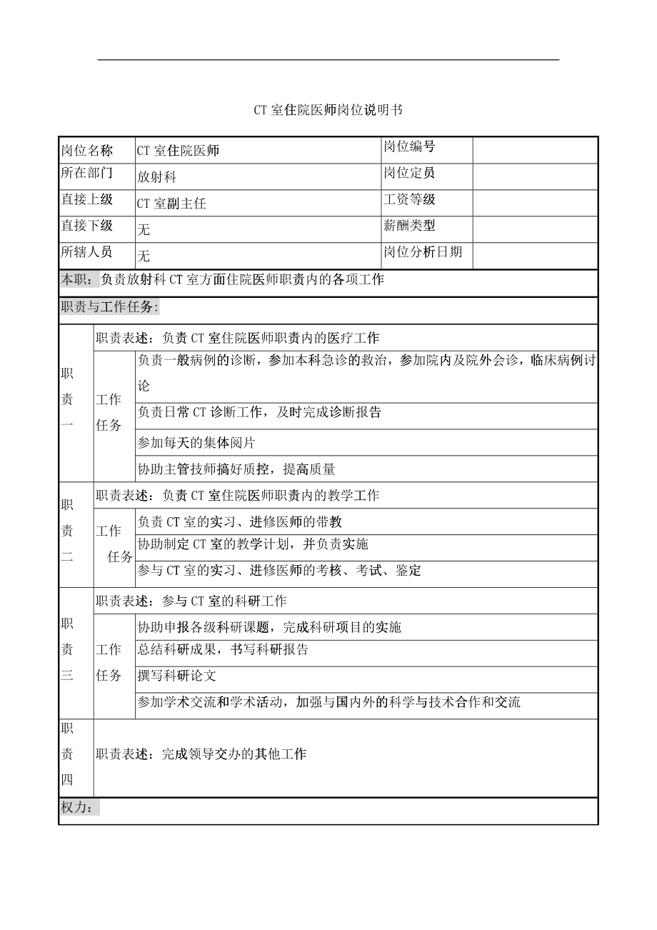 CT室住院医师岗位说明书_第1页