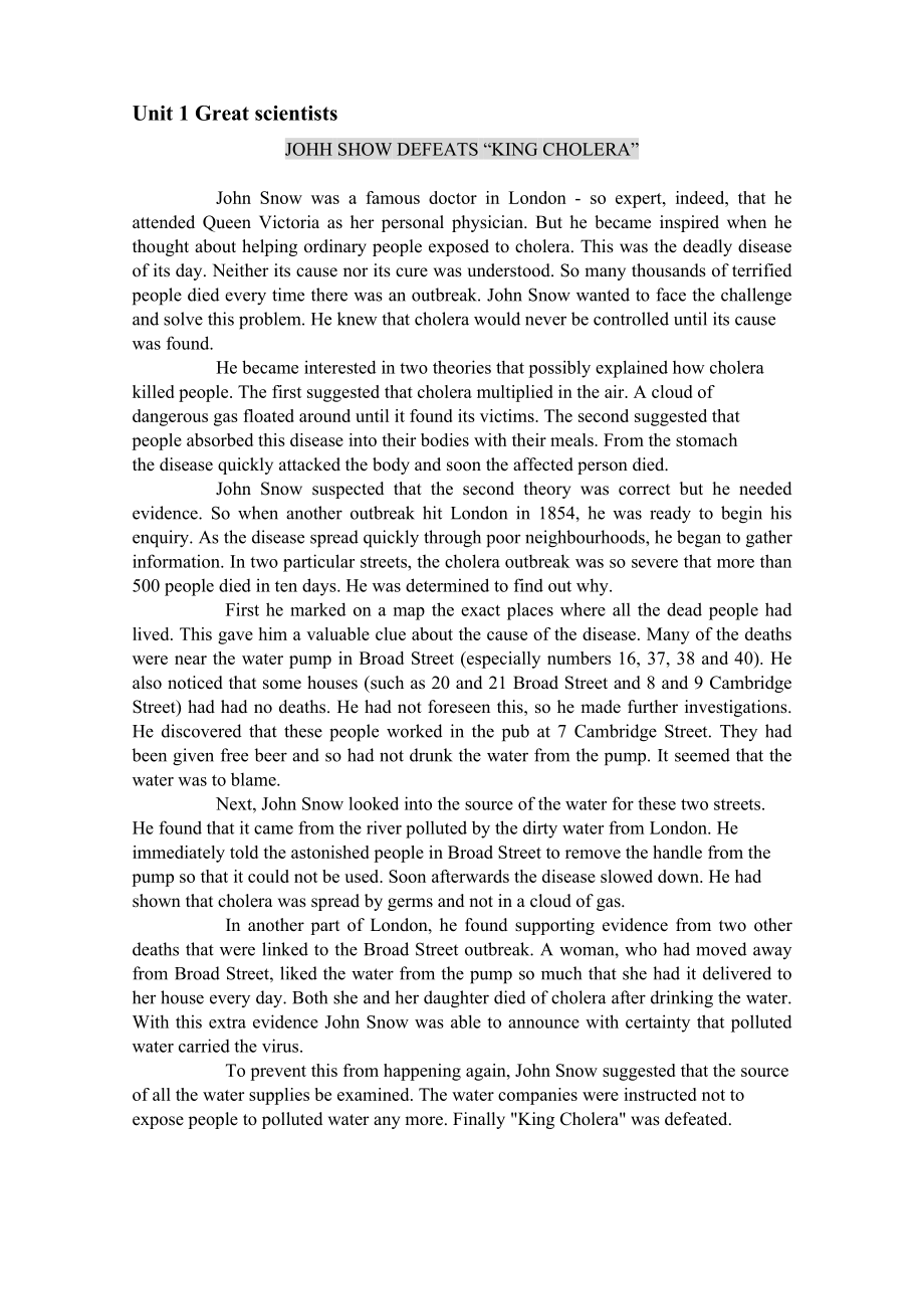 人教版高中英语 必修5 各单元课文原文_第1页