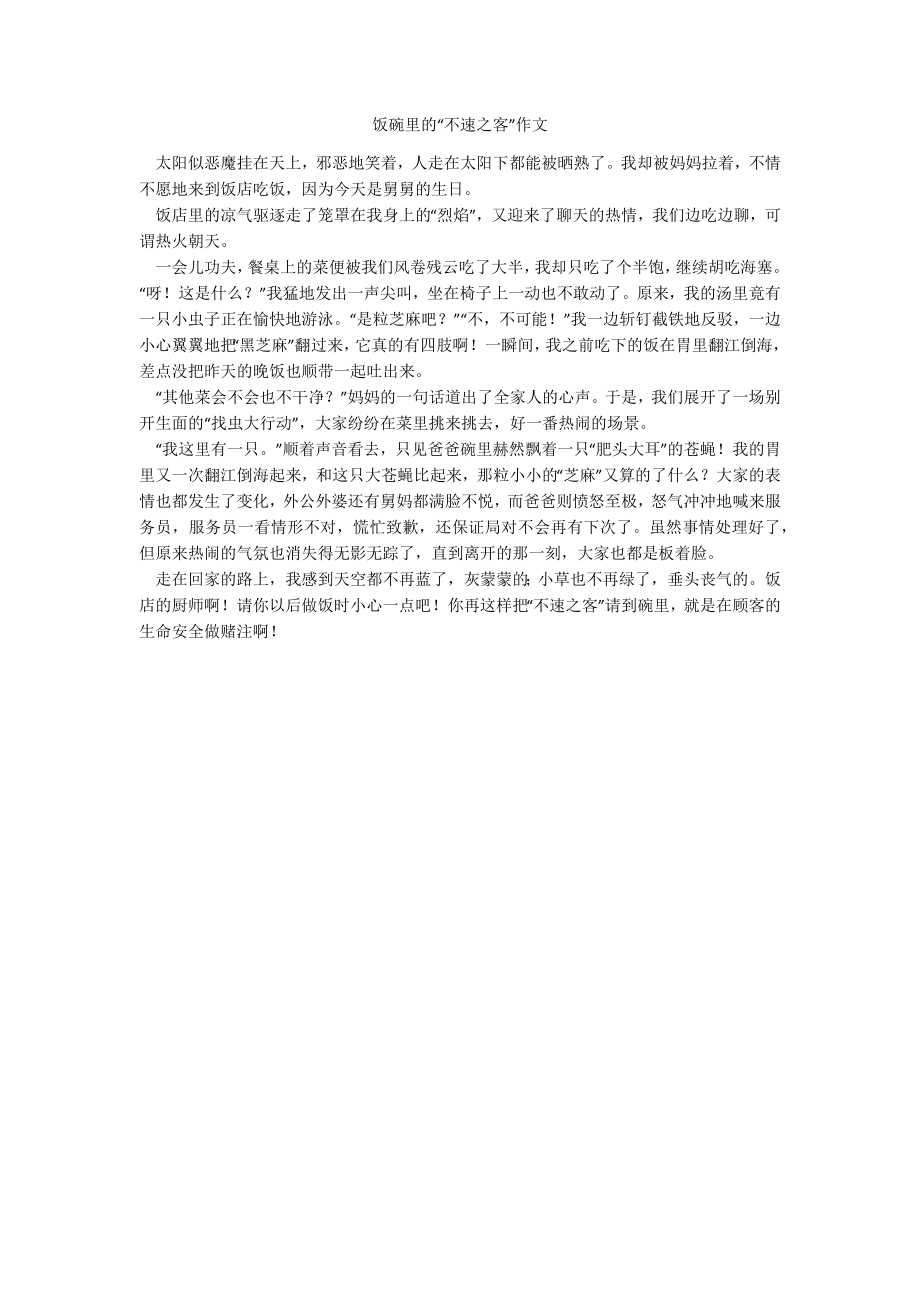 饭碗里的“不速之客”作文_第1页