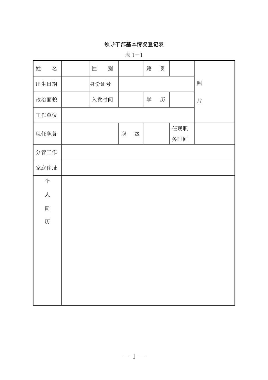 人力资源干部廉政档案表格_第1页
