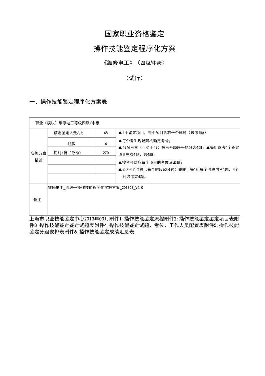 维修电工四级操作技能程序化实施方案_第1页