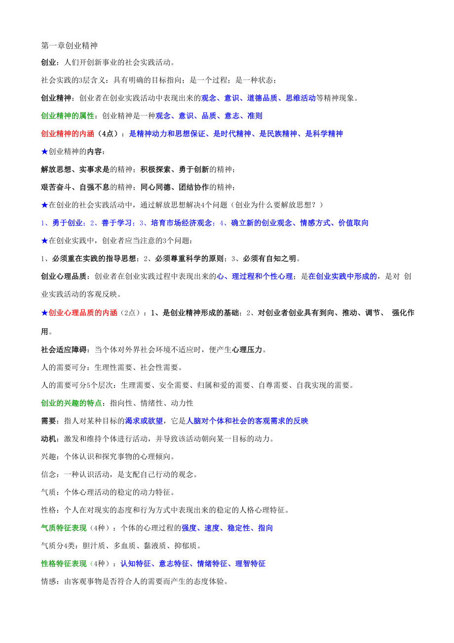 江苏自考创创业基础与实务重点_第1页