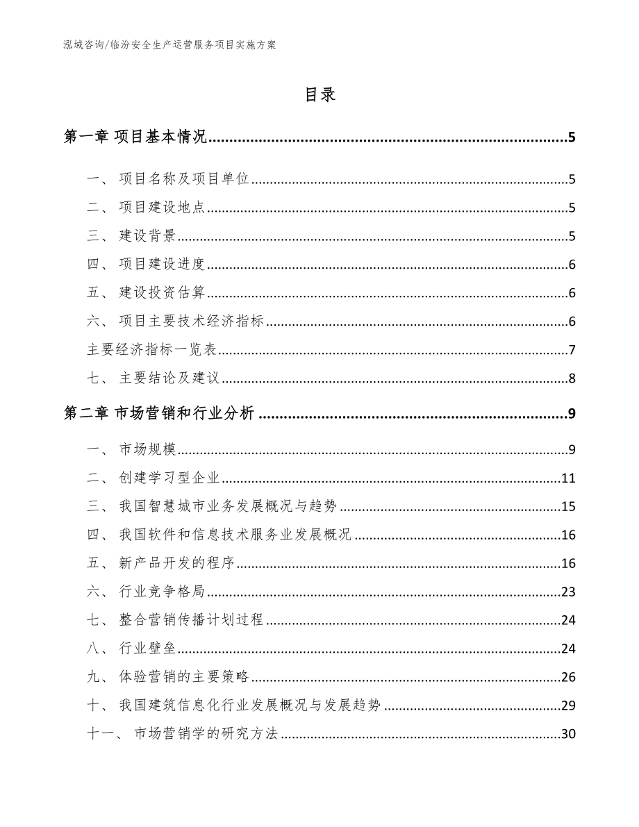 临汾安全生产运营服务项目实施方案_第1页