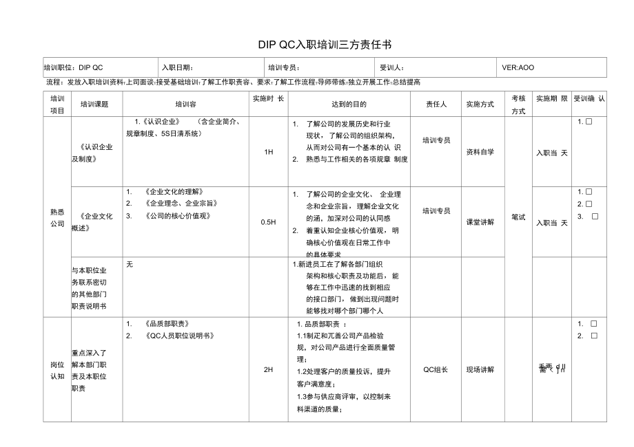 入职培训三方责任书_第1页