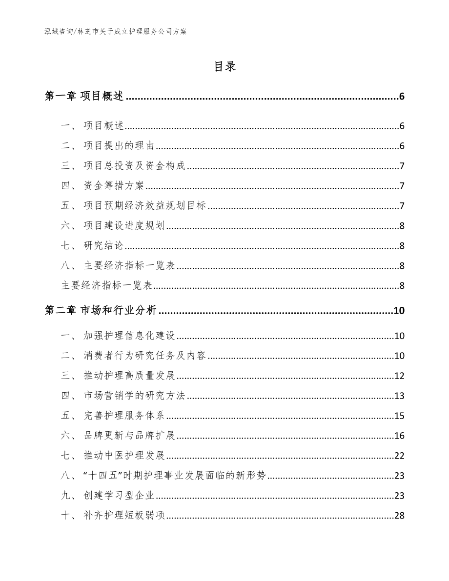 林芝市关于成立护理服务公司方案_第1页
