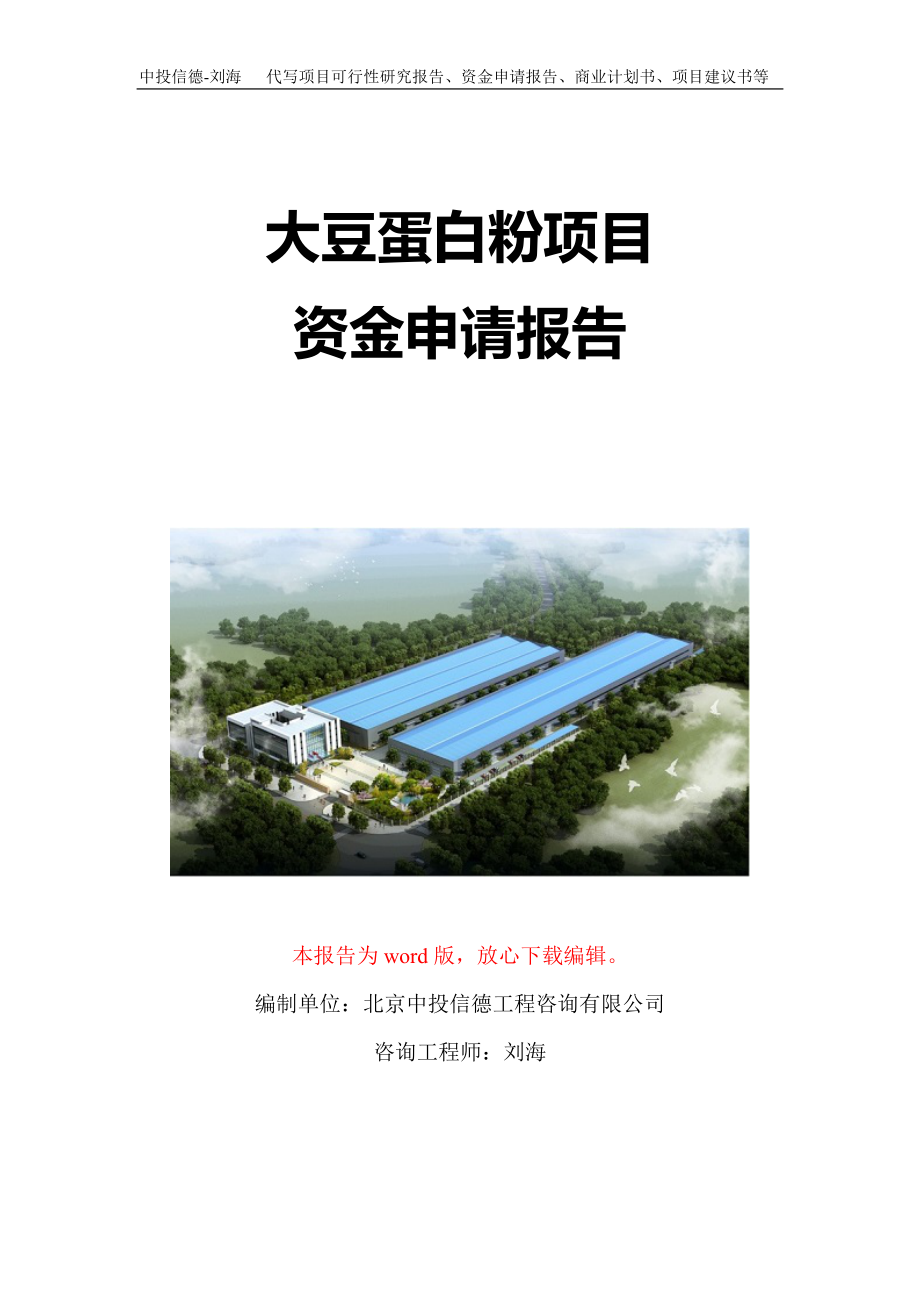 大豆蛋白粉项目资金申请报告写作模板-代写定制_第1页