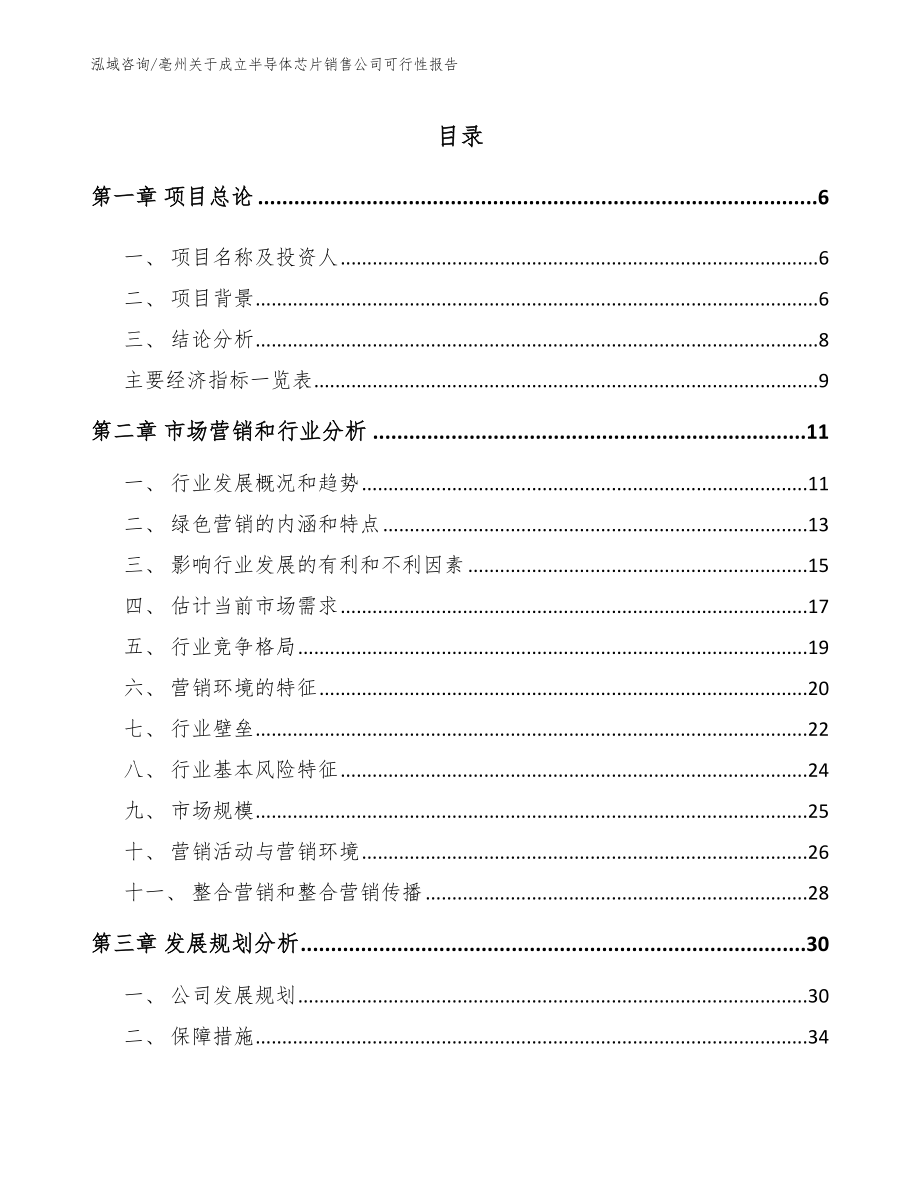 亳州关于成立半导体芯片销售公司可行性报告_第1页