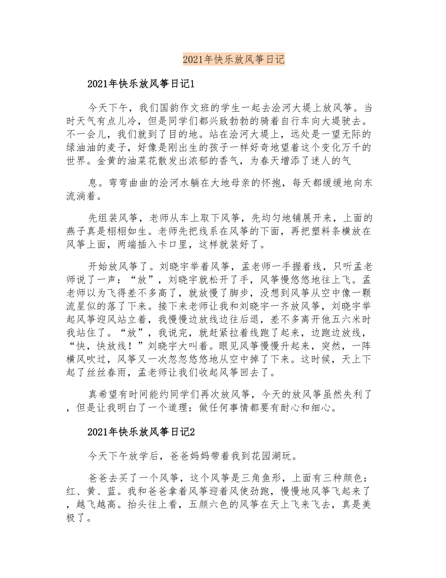2021年快乐放风筝日记_第1页