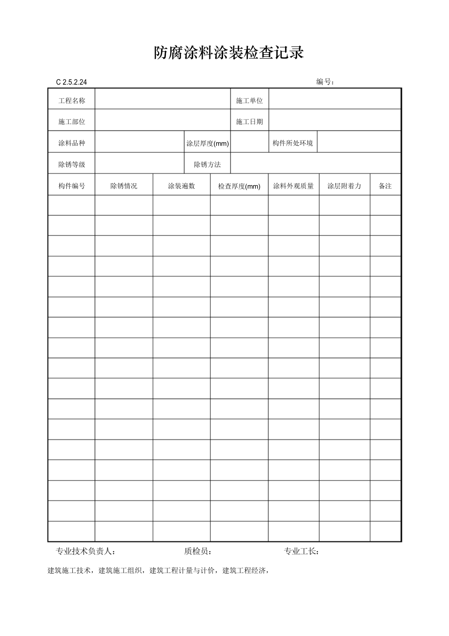 防腐涂料涂装检查记录_第1页
