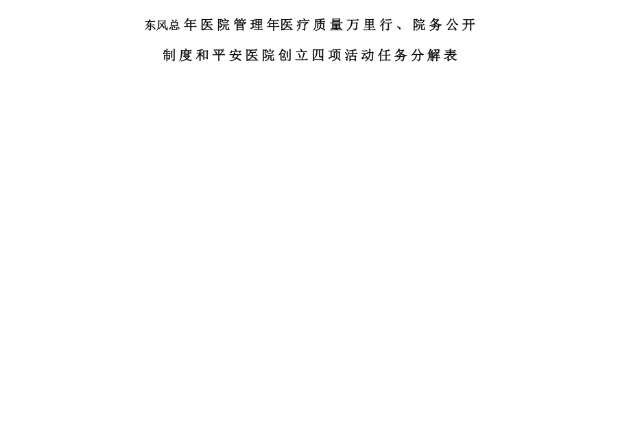 医院管理年等四项活动任务分解表_第1页