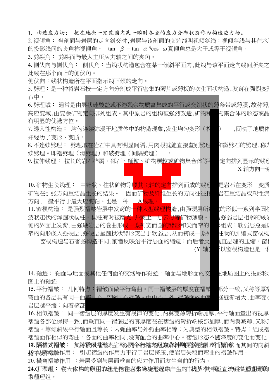 构造地质名词解释+简答[共16页]_第1页