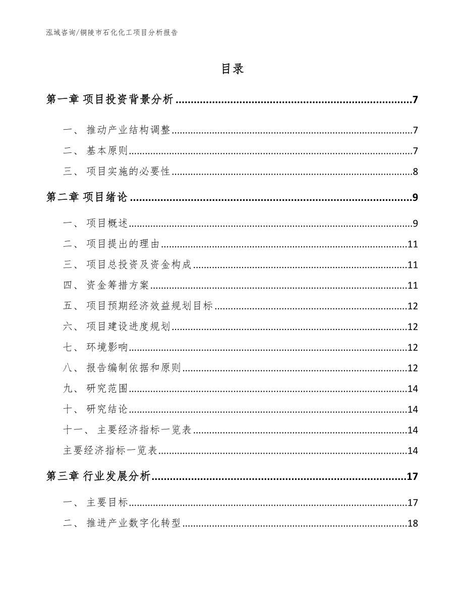 铜陵市石化化工项目分析报告【范文模板】_第1页