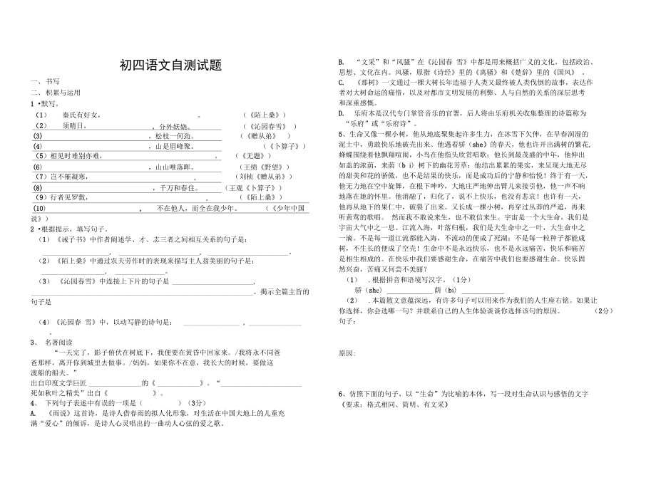 初月考模拟题_第1页