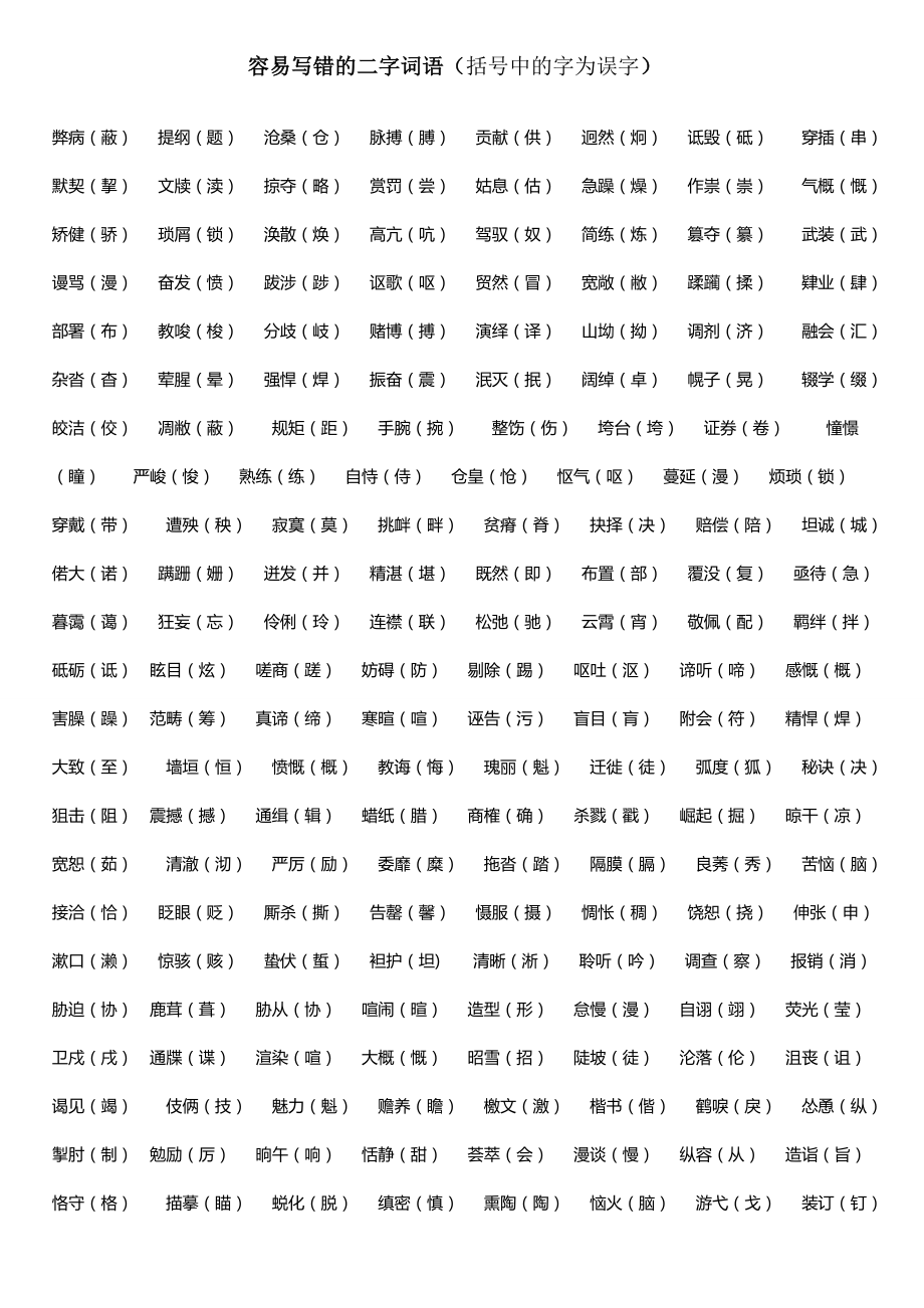 初中语文易错字词集锦及习题_第1页
