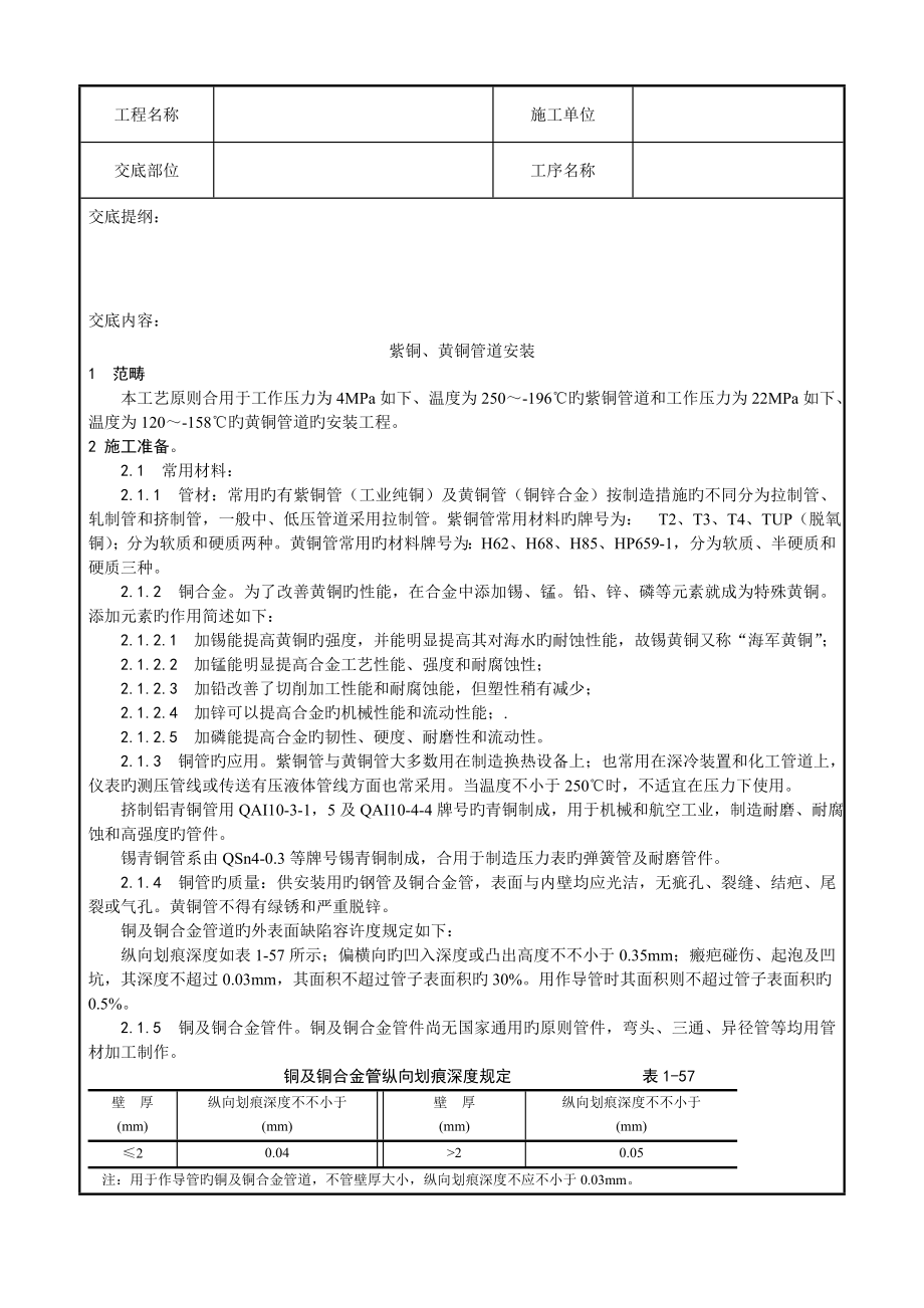 紫铜黄铜管道安装标准工艺(2)_第1页