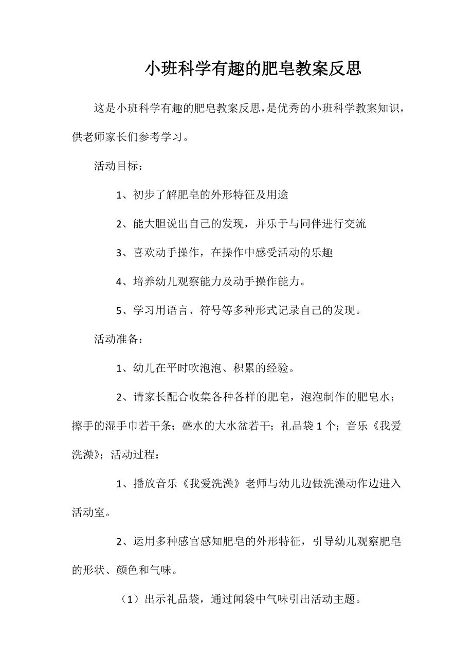 小班科学有趣的肥皂教案反思_第1页