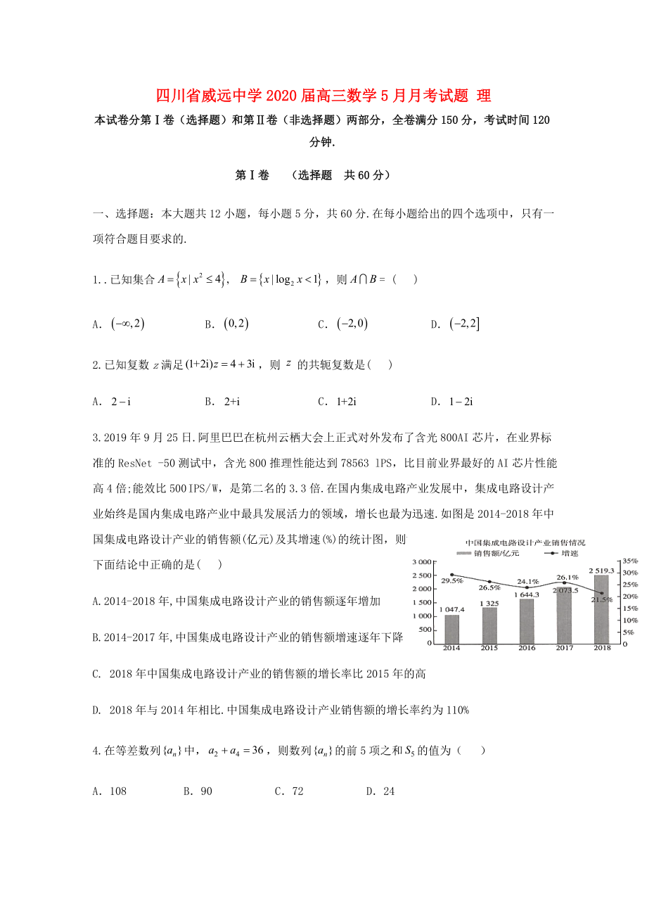 四川省威远中学2020届高三数学5月月考试题理_第1页