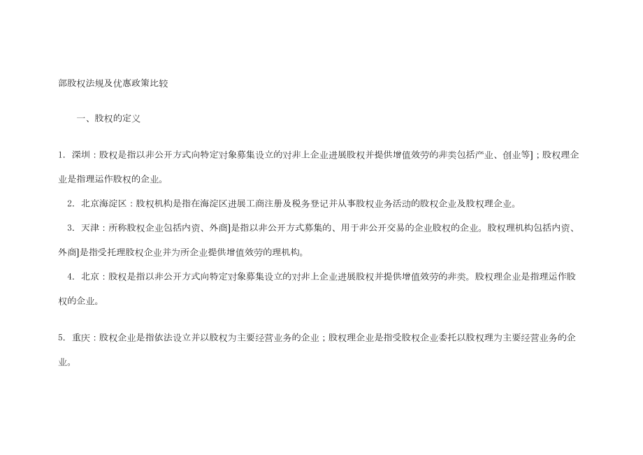 十省市政府股权投资基金法规及优惠政策比较28170_第1页