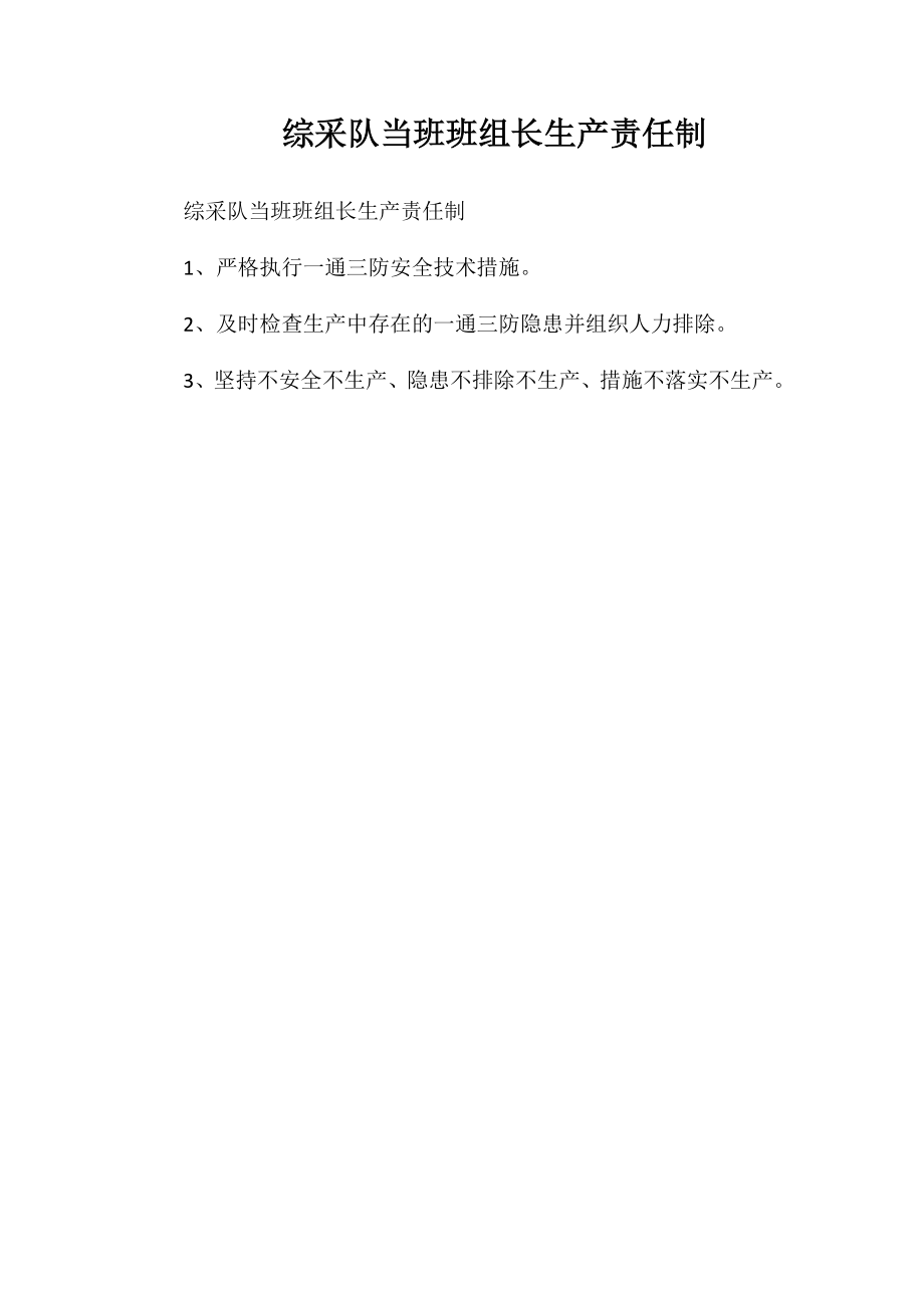 综采队当班班组长生产责任制_第1页