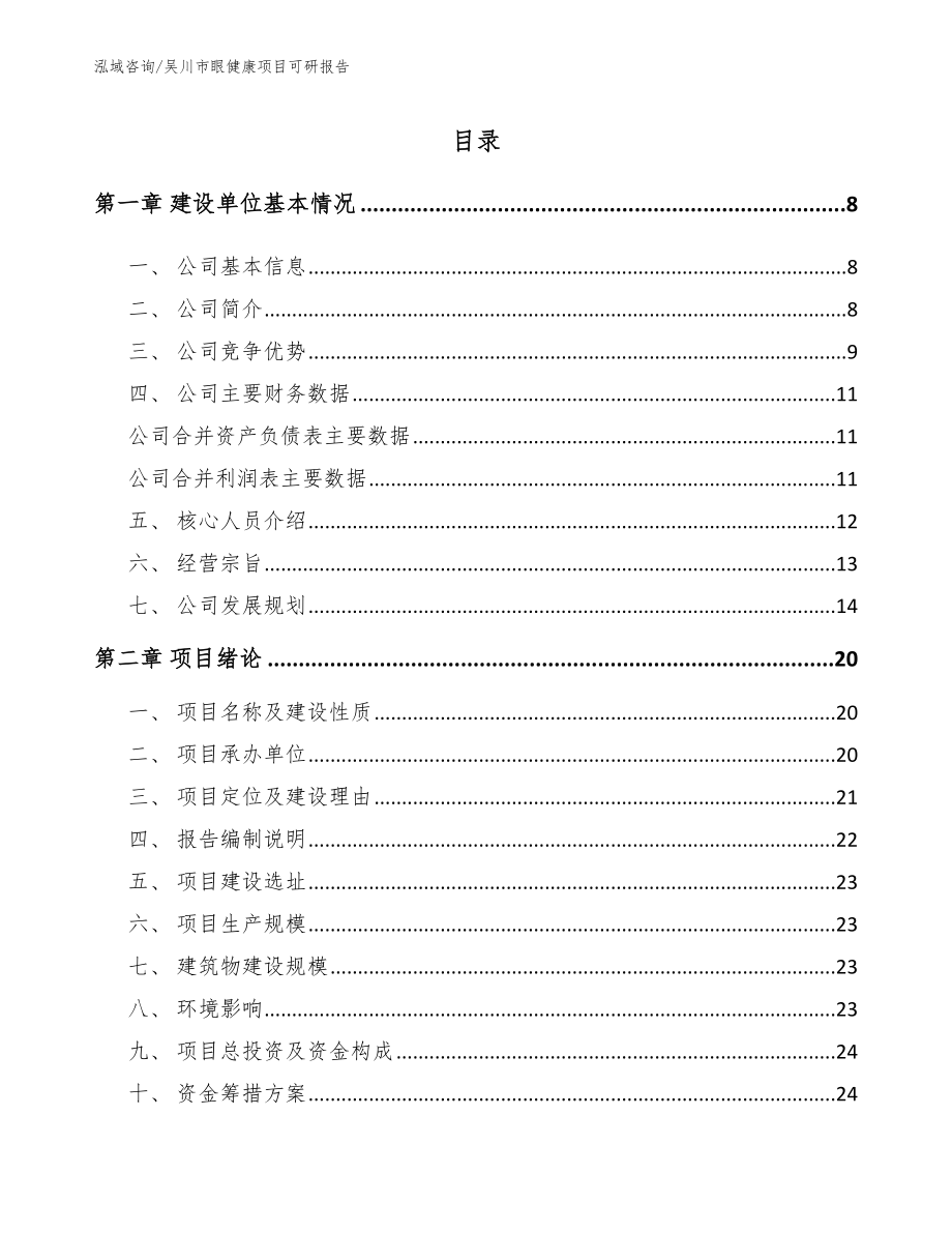 吴川市眼健康项目可研报告模板范本_第1页