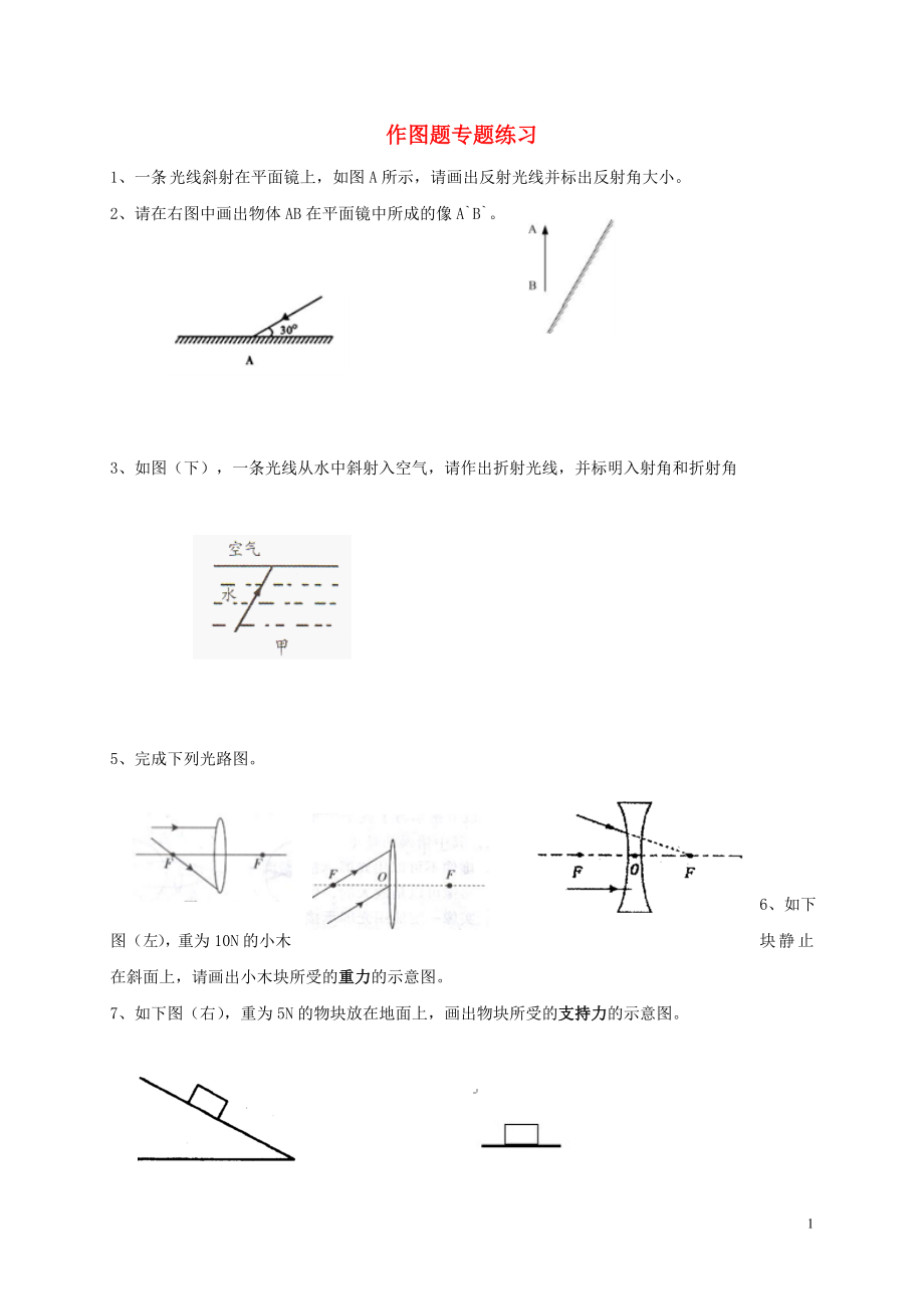 贵州省贵阳市云岩区八年级物理全册作图题专题练习无答案沪科版_第1页