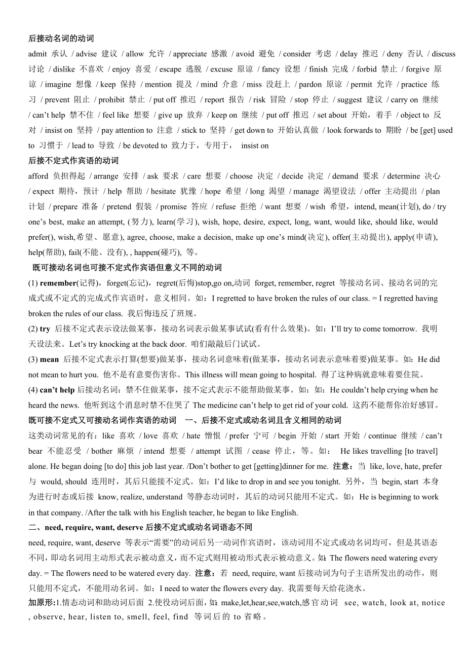 动词后接不定式、现在分词及习题_第1页