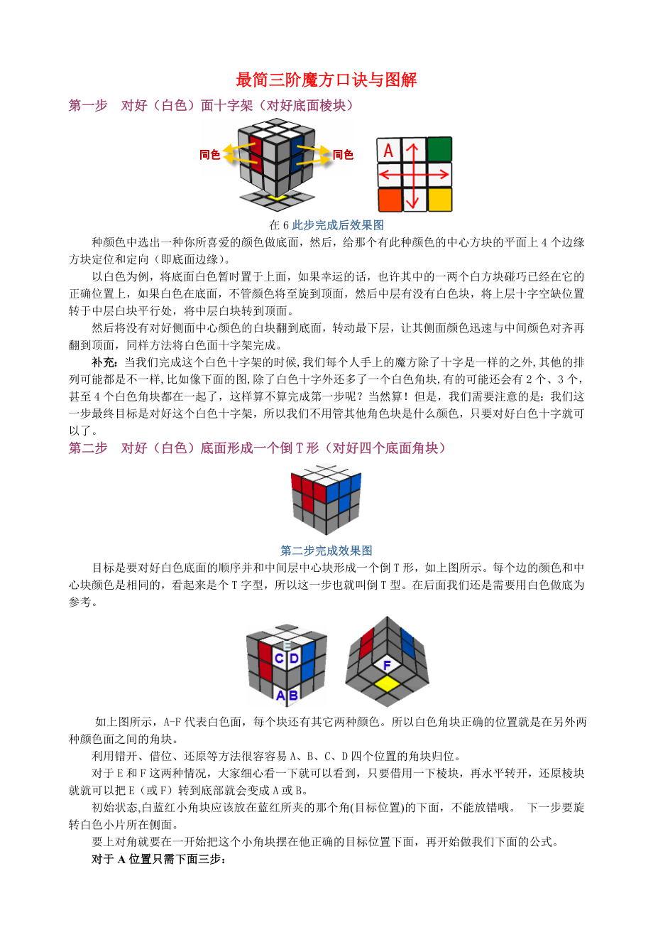 自整理三阶魔方口诀_第1页