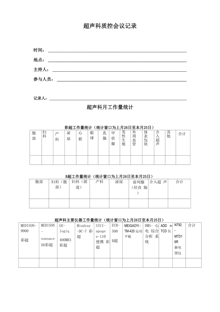 超声科质控会议记录模板范文_第1页