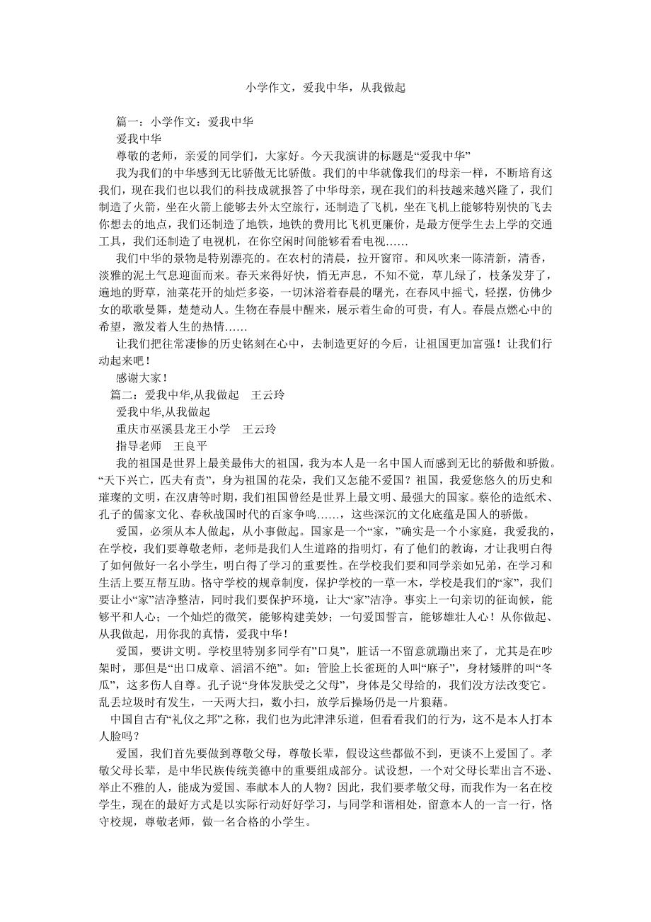 小学作文爱我中华从我做起_第1页