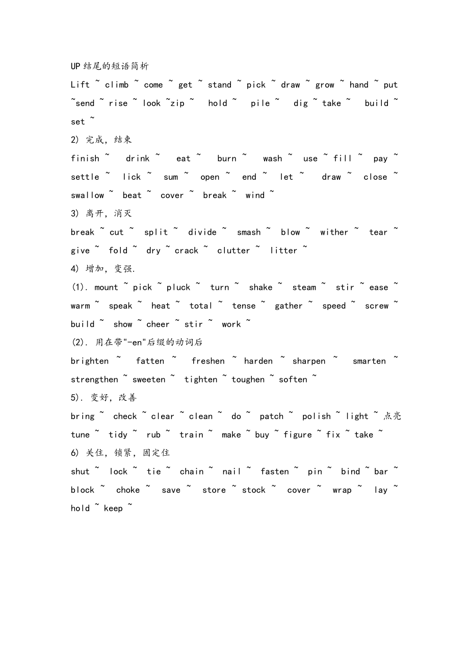 英语UP结尾的短语简析_第1页