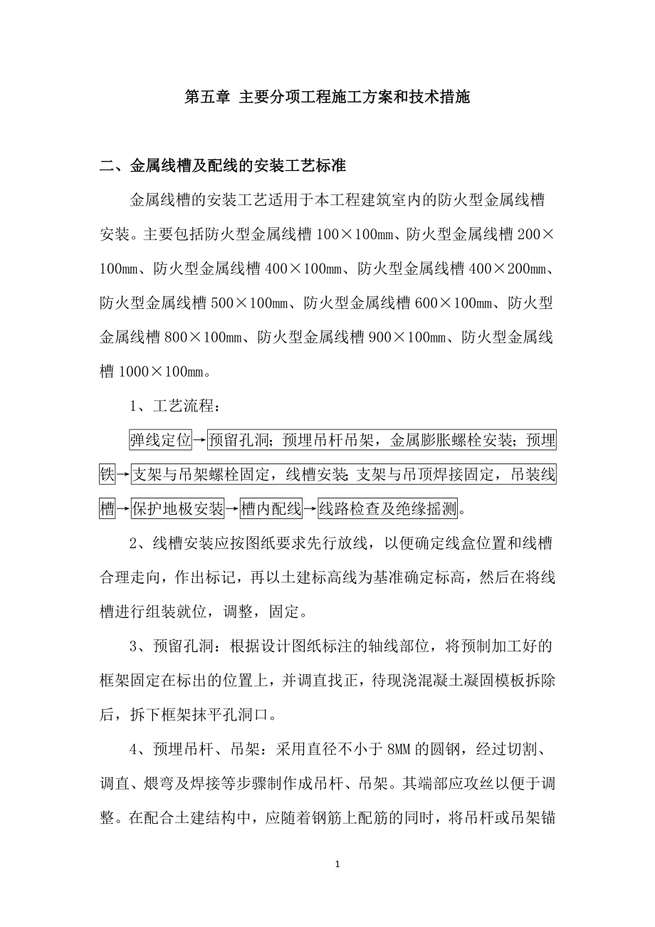 金属线槽及配线的安装工艺标准_第1页