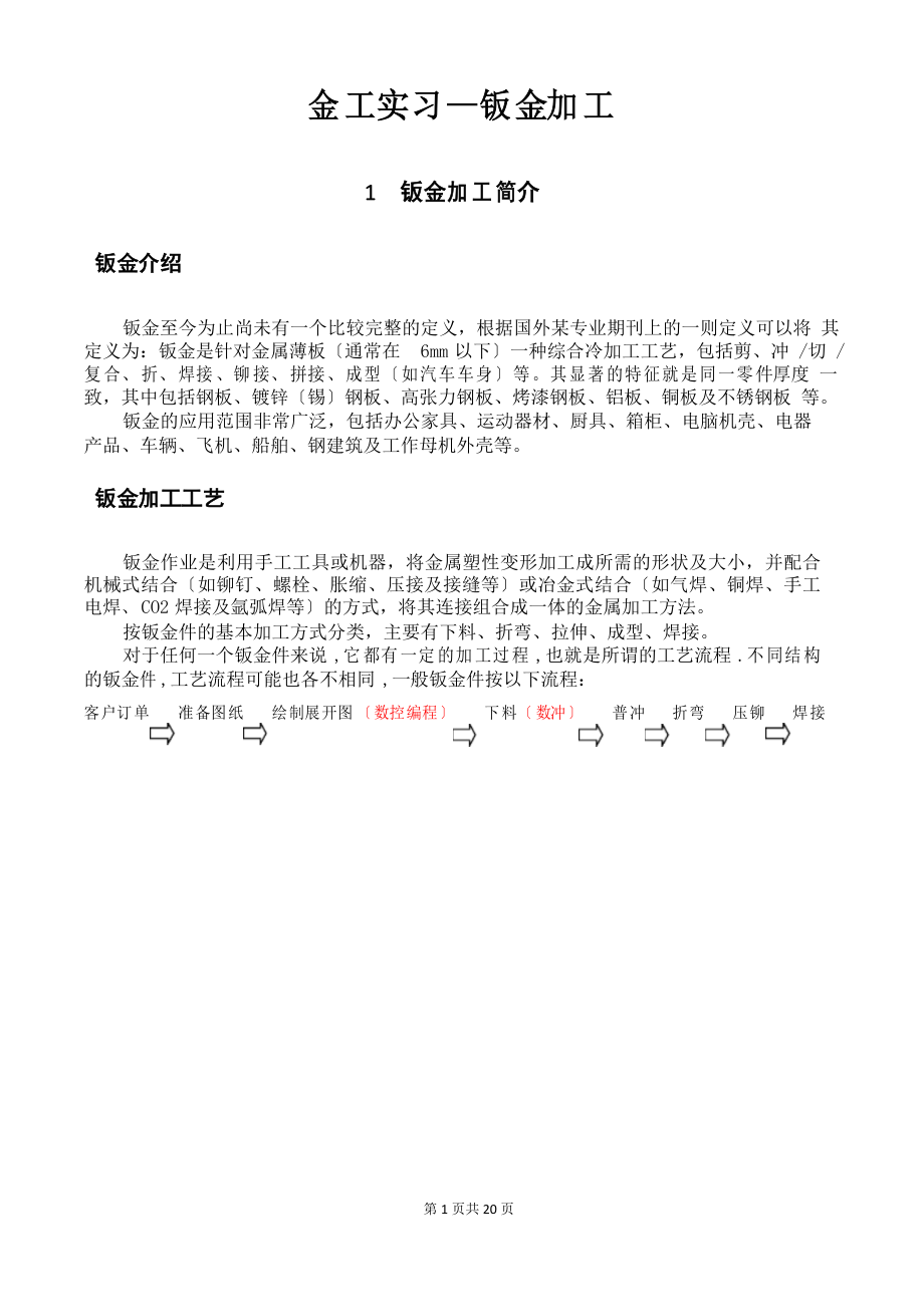 金工实习钣金加工工艺(附具体实例)_第1页